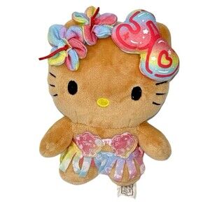SunTan Hello Kitty Hawaii Exclusive 50th Anniversary Tye Dye Brown Plush Doll 6”